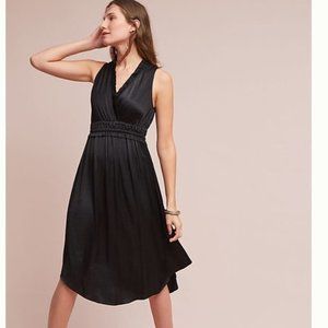 Anthropologie Silky Black Midi Dress